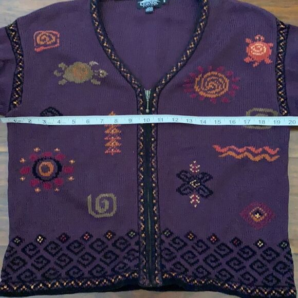 Y2K 2001 Vintage Icelandic Purple Embroidered Design Atlandia Sweater Casual - Picture 4 of 10